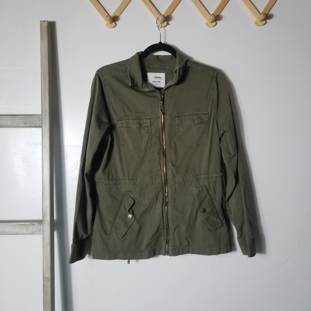 SONOMA WOMEN'S OLIVE GREEN UTILITY JACKET SIZE MEDIUM